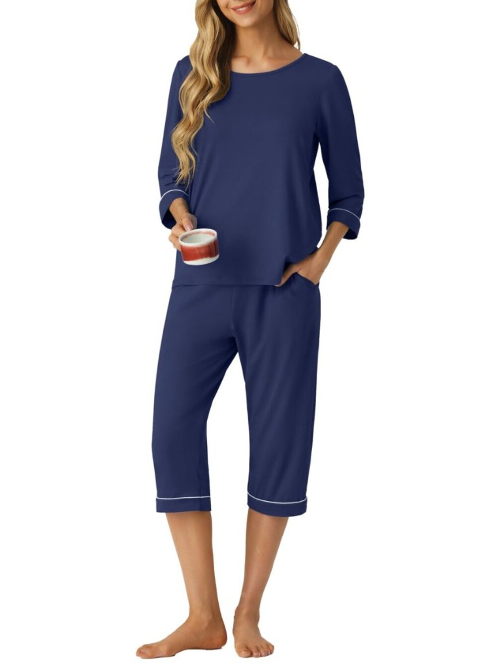 Womens Pajama Sets Capri Pjs Soft Lounge Sets XS-4XL